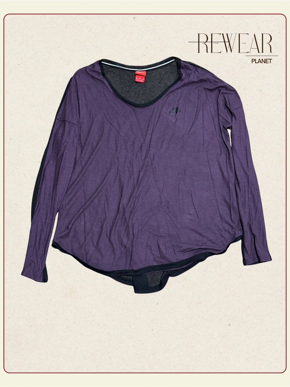Nike Sportswear Purple Mesh Back Long Sleeve Top Women’s XL Excellent Condition
